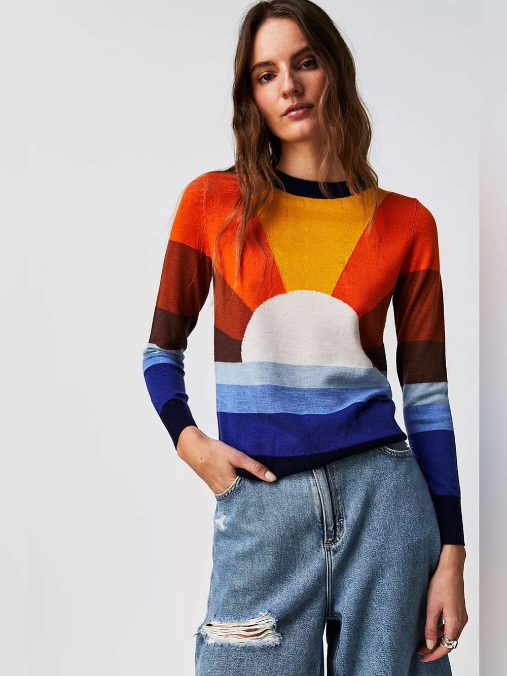 Stoned Immaculate California Dreamin Sunset Sweater Med Merino Wool Surf 70s